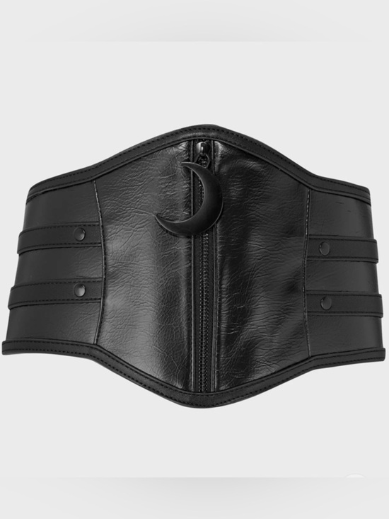 Lunar Spell Corset Waist Belt Gothic Crescent Zip Cincher Large NWT main image 4